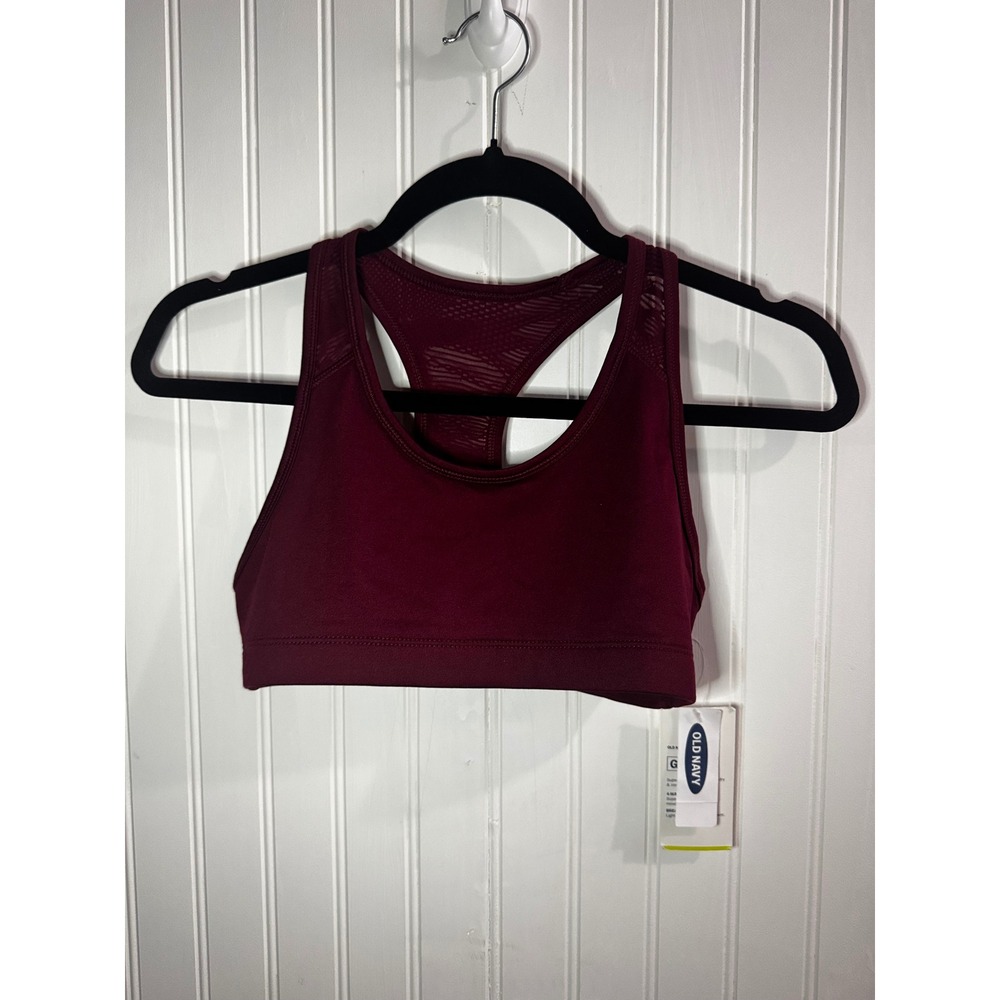 Old Navy Active Go-Dry Racerback Sports Bra Burgundy Maroon XL 14 Mesh Back